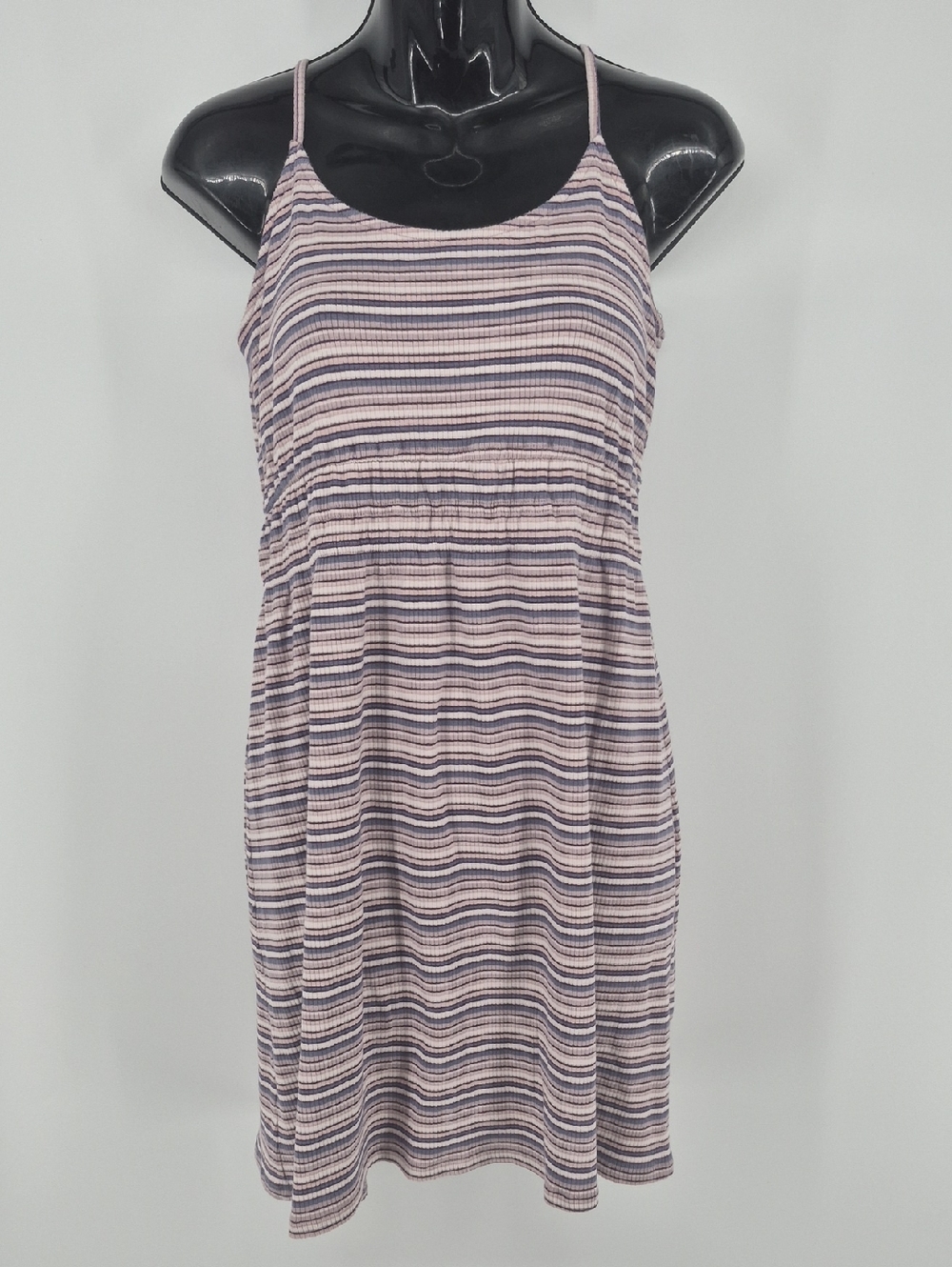 American Eagle Women’s M Purple Striped Ribbed Tank Dress Stretch Summer
